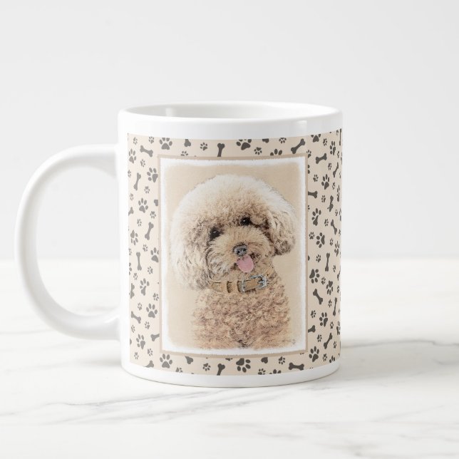 Caneca De Café Grande Poodle Miniature Toy Apricot Cream Brown Dog Art (Esquerda)