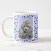 Poodle Miniature Toy Silver Cinza Blue Dog Art