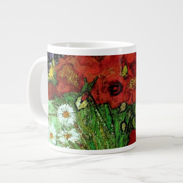 Caneca De Café Grande Poppies Vermelhos e Daisies Van Gogh Belas Artes (Frente Esquerda)