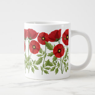 Caneca De Café Grande Poppy alegre Flores de Verão
