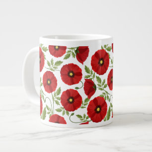 Caneca De Café Grande Poppy alegre Flores de Verão