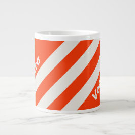 Caneca De Café Grande Pôr do Sol Retro Laranja Três Listras com Nome