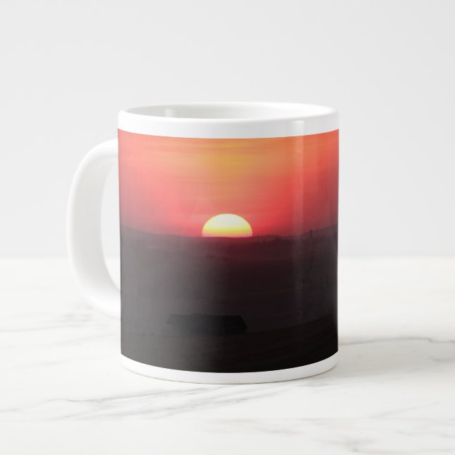 Caneca De Café Grande Pôr do sol sobre a Palha (Frente Esquerda)