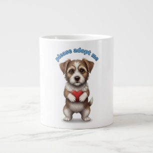Caneca De Café Grande Por favor, me adote – Ilustração de cachorro resga