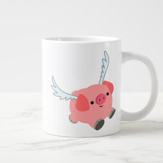 Caneca De Café Grande Porco de Cartoon de Mão Bonita