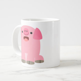 Caneca De Café Grande Porco de Cartoon de Ocultação Bonita