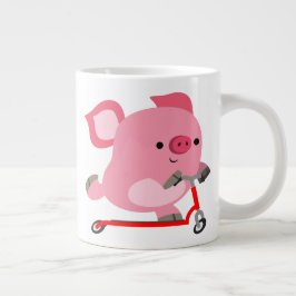 Caneca De Café Grande Porco de desenho em Patinete