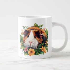 Caneca De Café Grande Porco-guineense entre flores