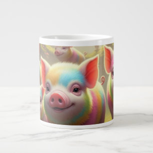 Caneca De Café Grande Porcos Arco-Íris de Suínos