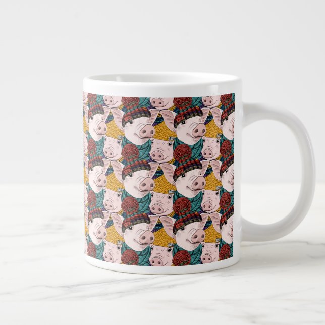 Caneca De Café Grande Porcos com Padrão de Chapéu (Direita)