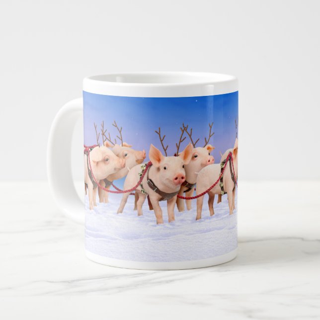 Caneca De Café Grande Porcos de Reindeer (Frente Esquerda)
