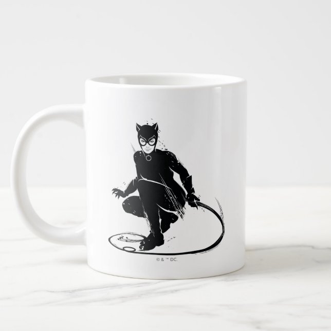 Caneca De Café Grande Pose de Pincel da Mulher-Gato (Esquerda)