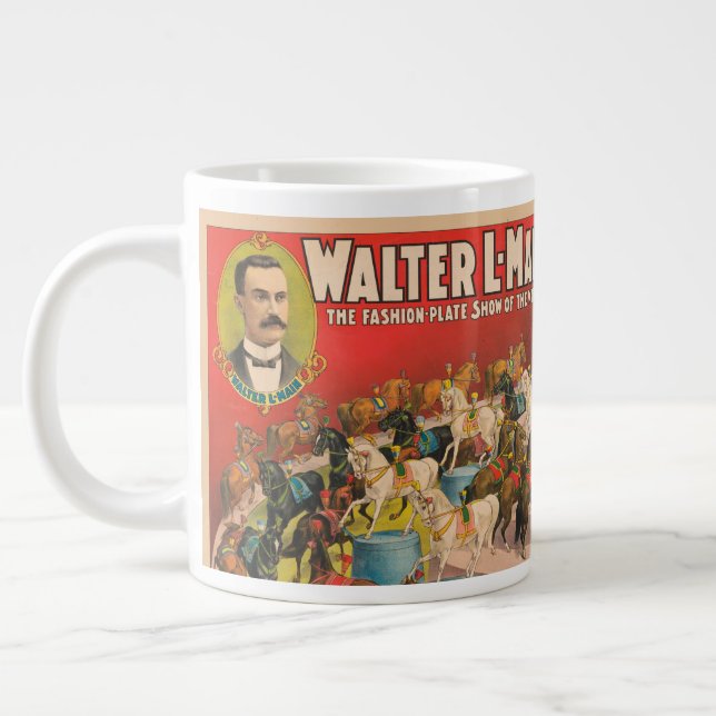 Caneca De Café Grande Poster De Circo De 63 Cavalos Executantes Num Anel (Esquerda)