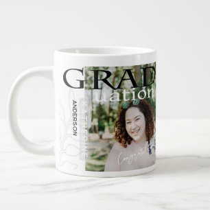 Caneca De Café Grande Poster de Graduação Branco Estilado Foto