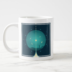 Caneca De Café Grande Poster de relógio atômico de espaço profundo, vers