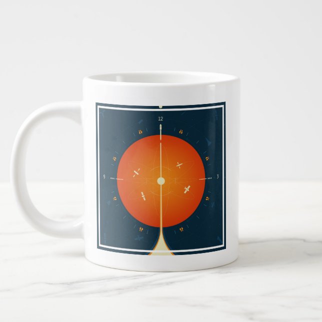Caneca De Café Grande Poster de relógio atômico de espaço profundo, vers (Esquerda)