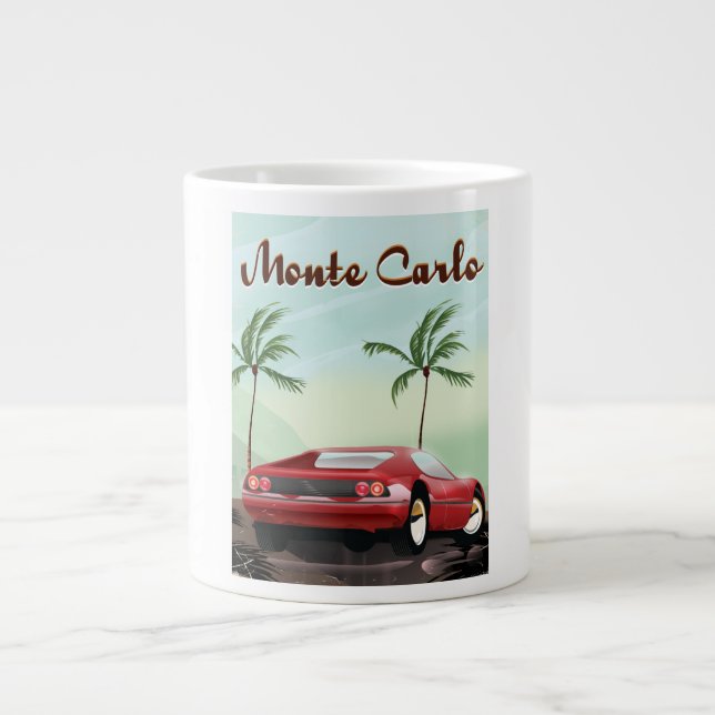 Caneca De Café Grande Poster de viagens de carros esportivos Monte Carlo (Frente)