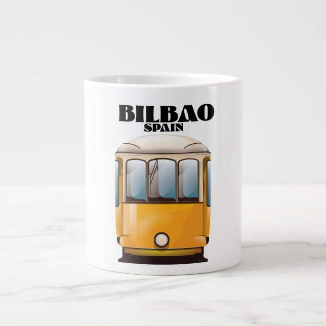 Caneca De Café Grande Poster de viagens de elétrico de Espanha Bilbau (Frente)