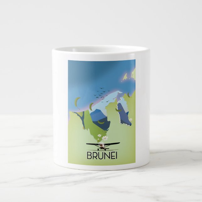 Caneca De Café Grande Poster de viagens de Mapa Brunei (Frente)