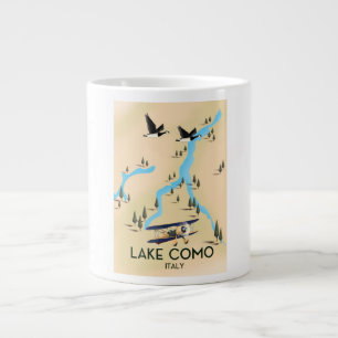 Caneca De Café Grande Poster de viagens de Mapa do Lago Como Itália