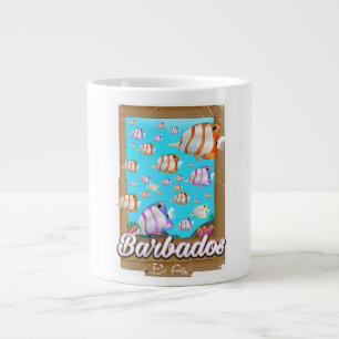 Caneca De Café Grande poster de viagens de peixes tropicais de Barbados