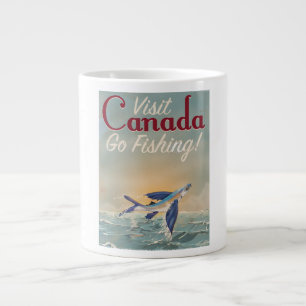 Caneca De Café Grande poster de viagens de Pesca Vintage Canadá