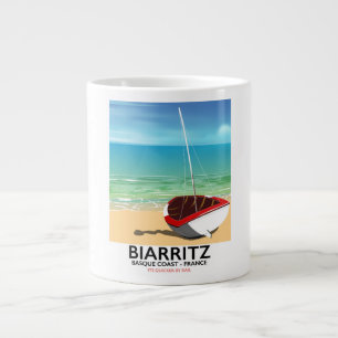 Caneca De Café Grande poster de viagens de praia de Biarritz France