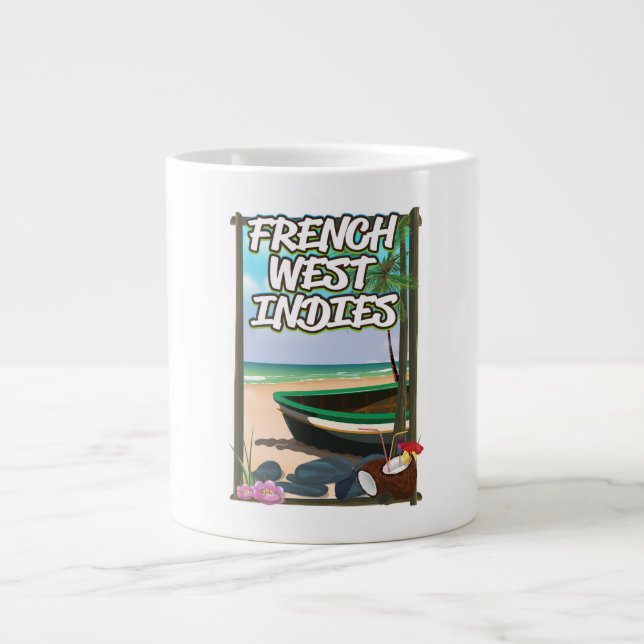 Caneca De Café Grande Poster de viagens de praia de West Indies (Frente)