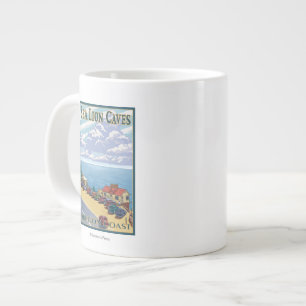 Caneca De Café Grande Poster de Viagens vintage do Leão OregonSea