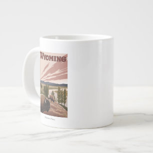 Caneca De Café Grande Poster de Viagens vintage do Rio Yellowstone