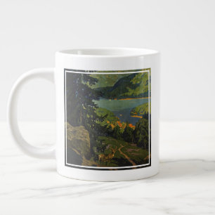 Caneca De Café Grande Poster De viagens vintage Para As Montanhas Adiron