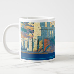 Caneca De Café Grande Poster de viagens vintage Para Linhas Centrais De