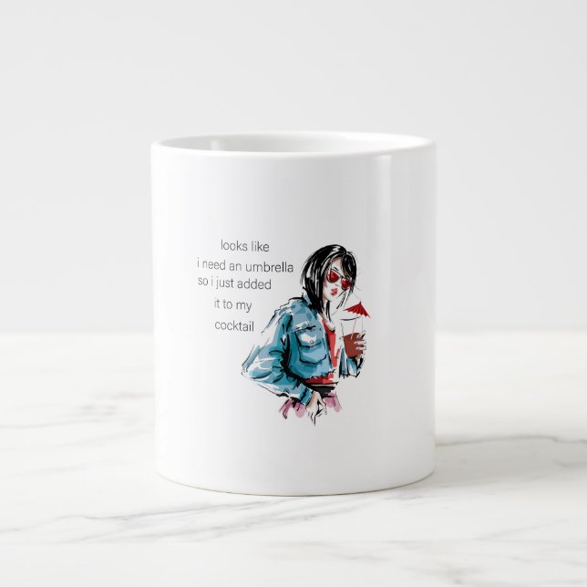 Caneca De Café Grande Pote de doces guarda-chuva adicionado (Frente)