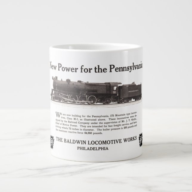Caneca De Café Grande Power For The Pennsylvania Railroad 1926 Jumbo Mug (Frente)