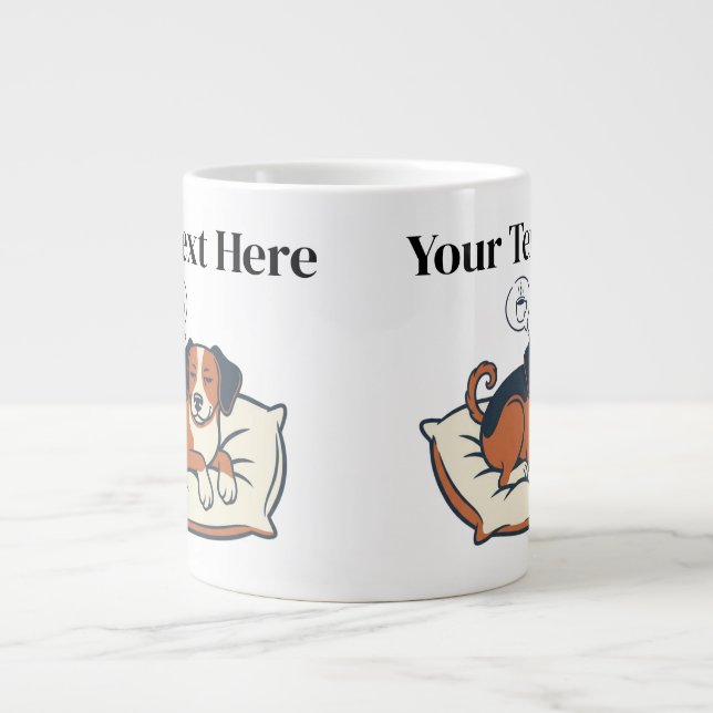 Caneca De Café Grande Powered by Coffee & Dog Dreams (Frente)