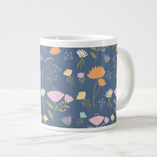 Caneca De Café Grande Prado colorido no azul