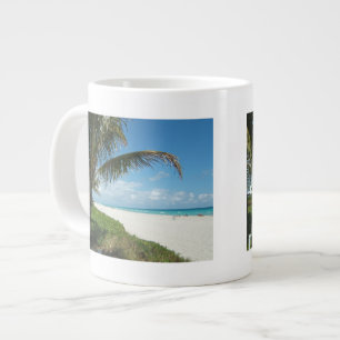 Caneca De Café Grande Praia Branca de Areia com Palm
