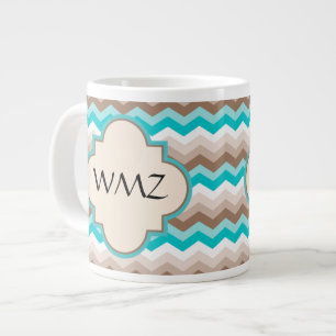 Caneca De Café Grande Praia Chevron Zigzag Monograma