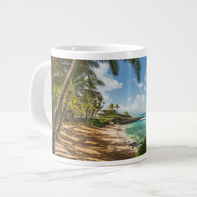 Caneca De Café Grande Praia de Kuau Cove | Maui, Havaí (Frente Esquerda)