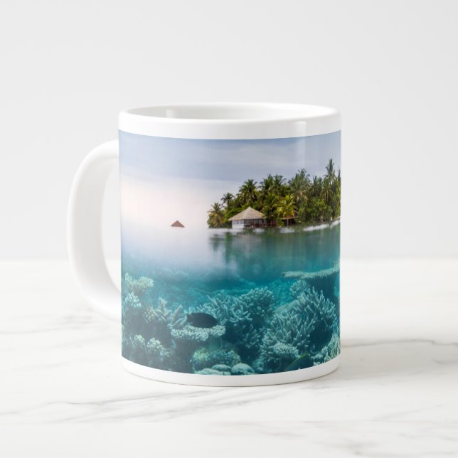 Caneca De Café Grande Praias Tropicais | Ari Atoll Maldivas (Frente Esquerda)