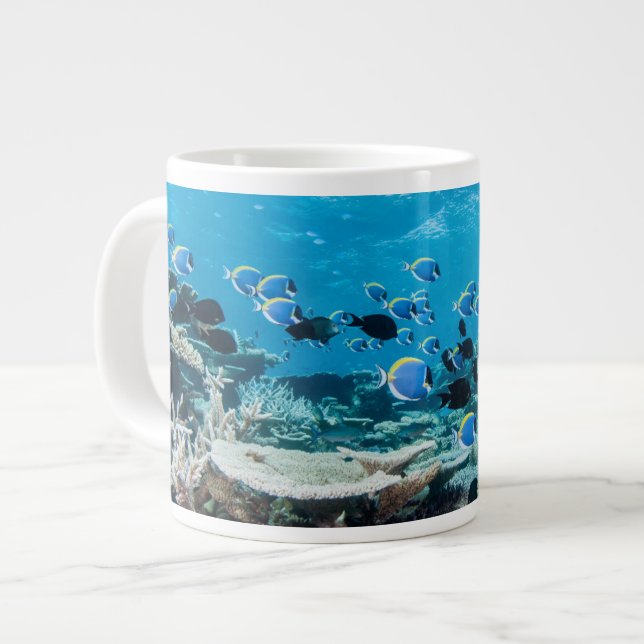 Caneca De Café Grande Praias Tropicais | Sturgeon Entre Coral (Frente Esquerda)