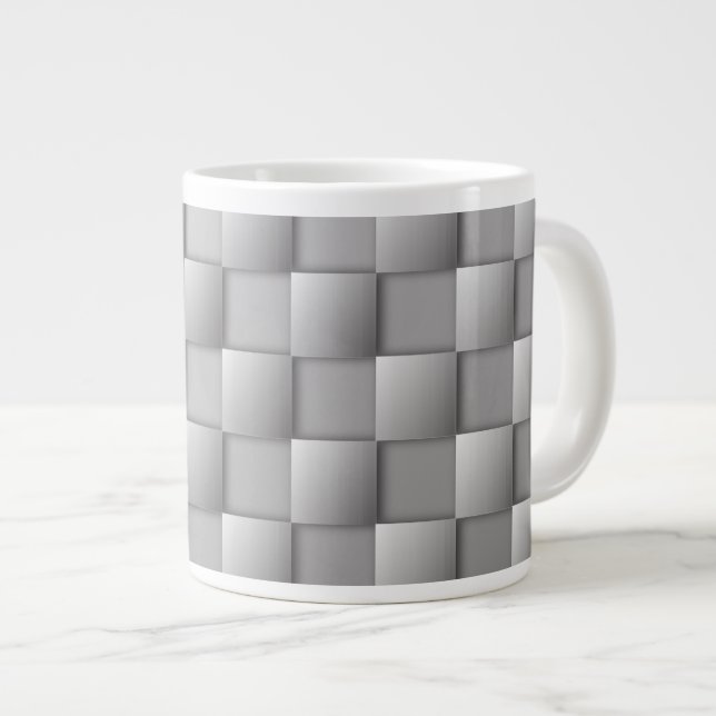 Caneca De Café Grande Prateado Checkers Giant Coffee Mug (Frente Esquerda)