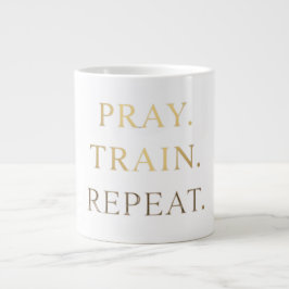 Caneca De Café Grande Pray Train Repeat Mug – Christian Fitness Motivati
