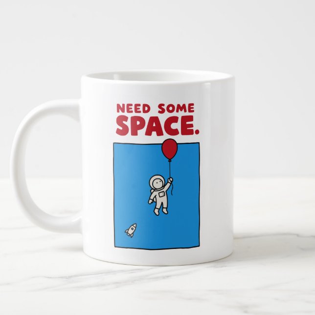 Caneca De Café Grande Precisa de Espaço Balão de Astronauta Engraçado Pi (Esquerda)