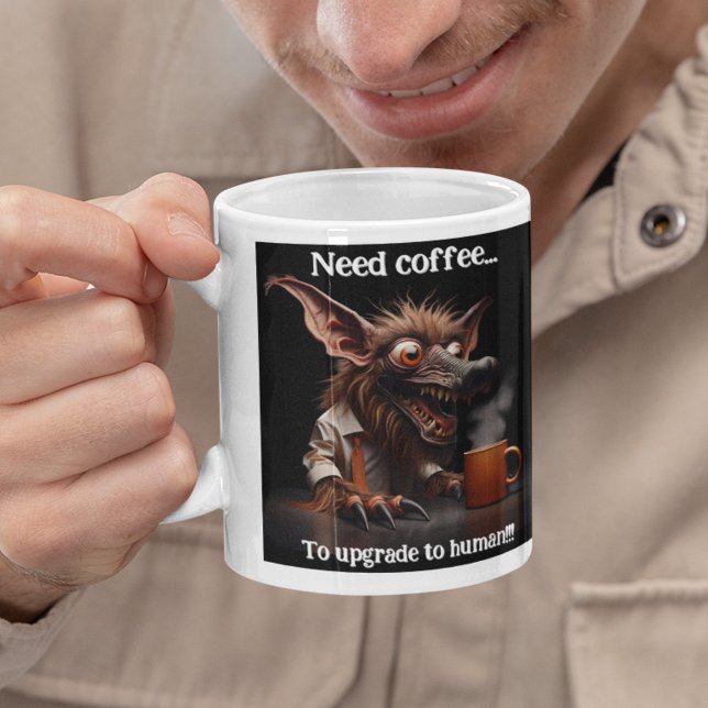 Caneca De Café Grande Preciso de café... Para atualizar para humano! (Criador carregado)