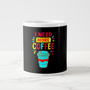 Caneca De Café Grande PRECISO DE MAIS CAFÉ – Minimalista Script Café