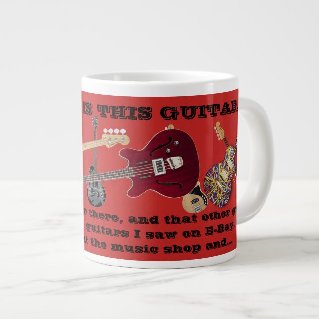 Caneca De Café Grande Preciso de uma nova guitarra Coffee Mug (Frente Esquerda)