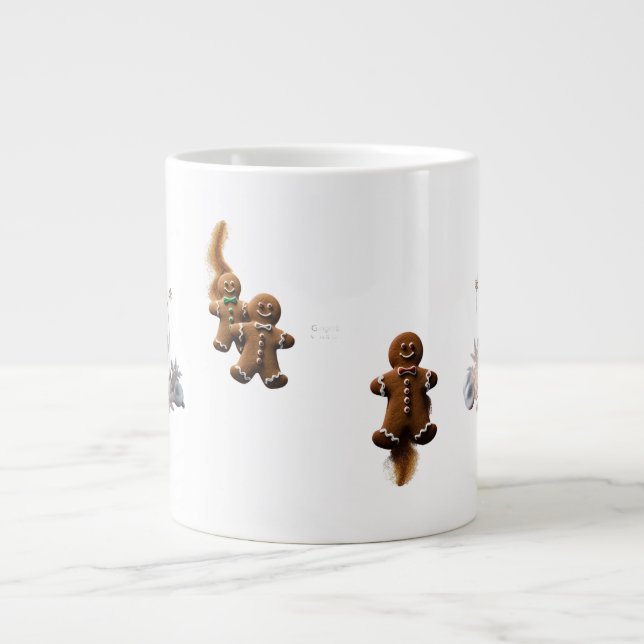 Caneca De Café Grande Premium Luxury Gingerbread Family Home Sweet  (Frente)