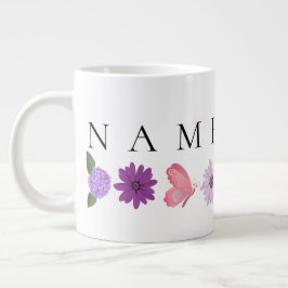 Caneca De Café Grande Presente de aniversário floral personalizado com o