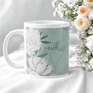 Caneca De Café Grande Presente de Casamento para a Noiva – Verde Salvia